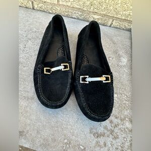 Black suede loafers size 36    USA 5.5